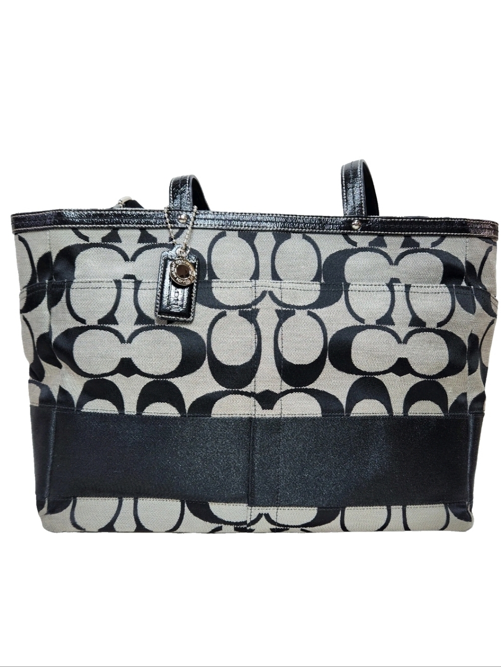 COACH Signature C Jacquard Tote Black Gray Baby Diaper Bag B1076-F13802 - Picture 2 of 16